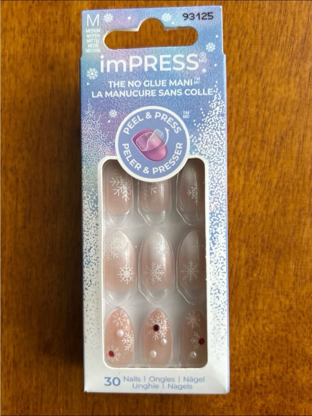 New box of imPRESS "Timeless Carols" press-on nails
